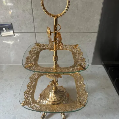 Gold glass vintage style Mughal 2 tier